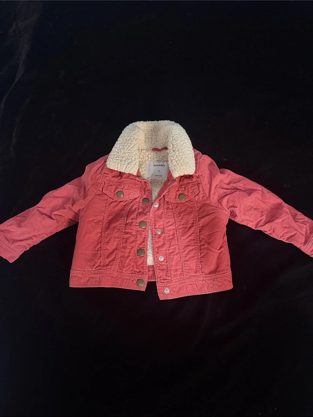 Old Navy Coral Pink Sherpa-Lined Kids Jean Jacket